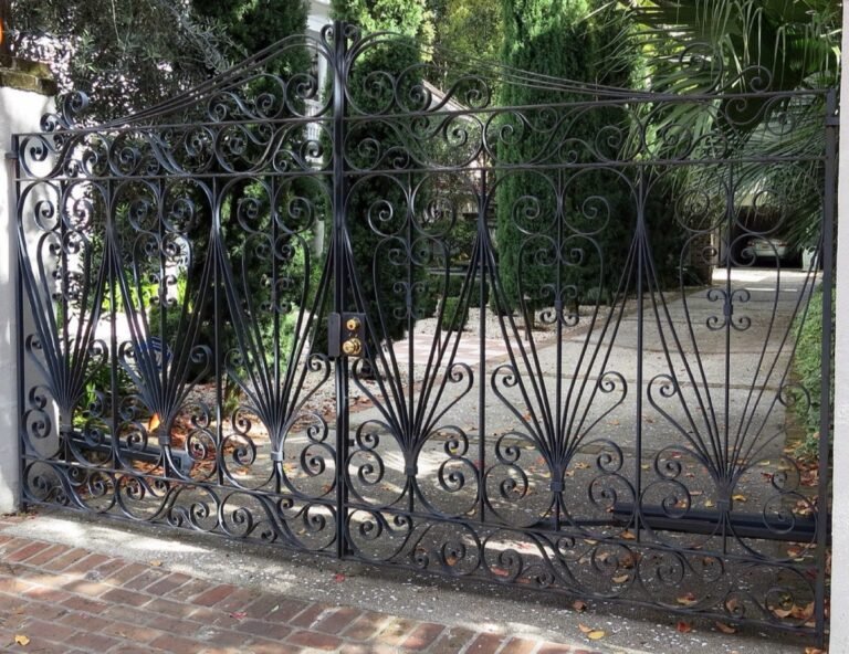 Ornamental iron gate with gate operator
