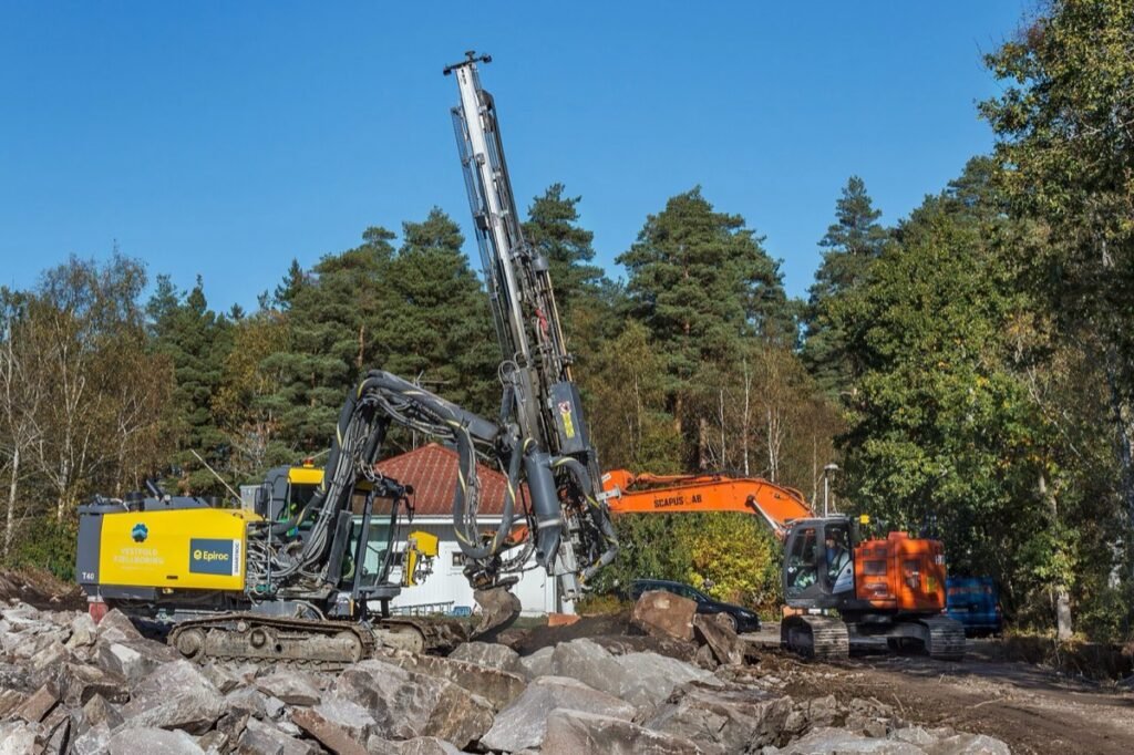 Drilling rig at a construction site