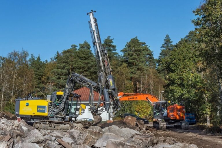 Drilling rig at a construction site