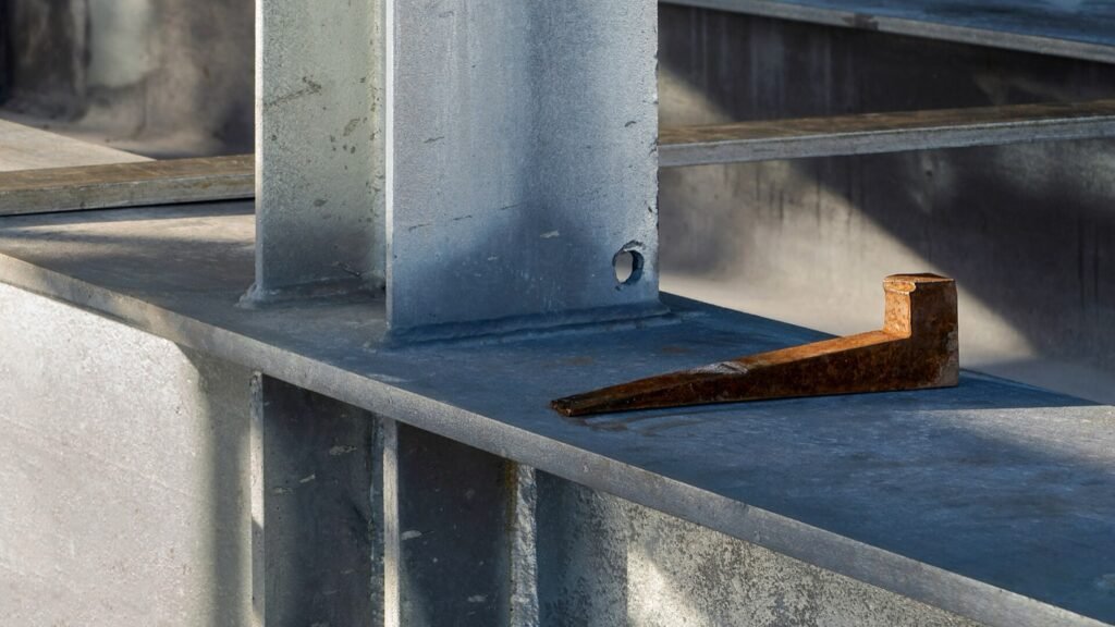 Custom steel fabrication work on a structural support